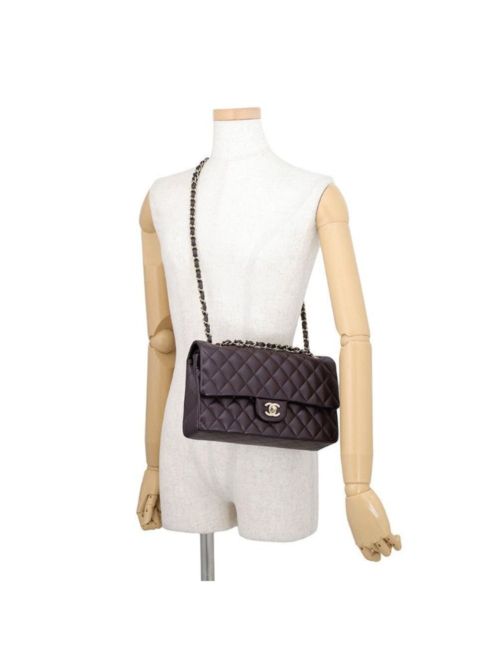 Chanel Chain Shoulder Bag Quilted 25 CC Logo Caviar Leather Double - Picture 5 of 10